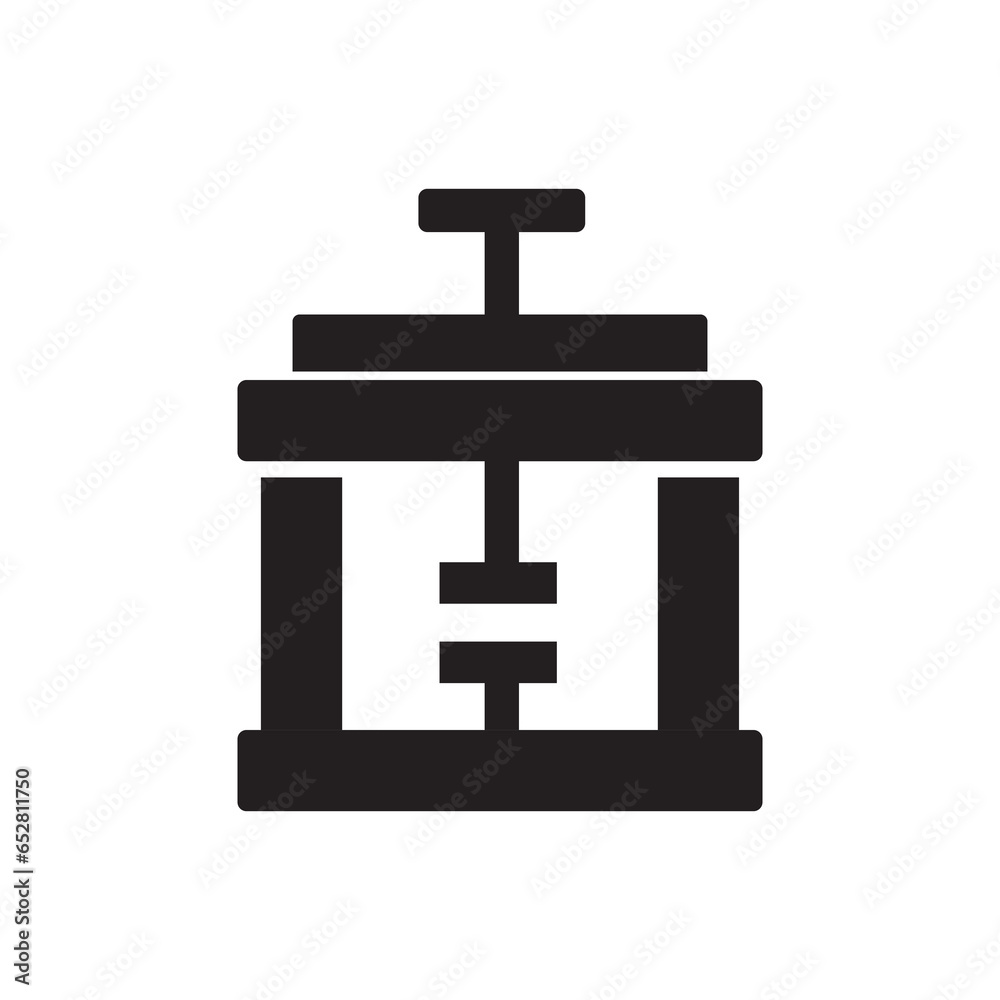 Manual press machine icon, solid icon flat illustration on white background..eps Manual press machine icon, solid icon flat illustration on white background..eps