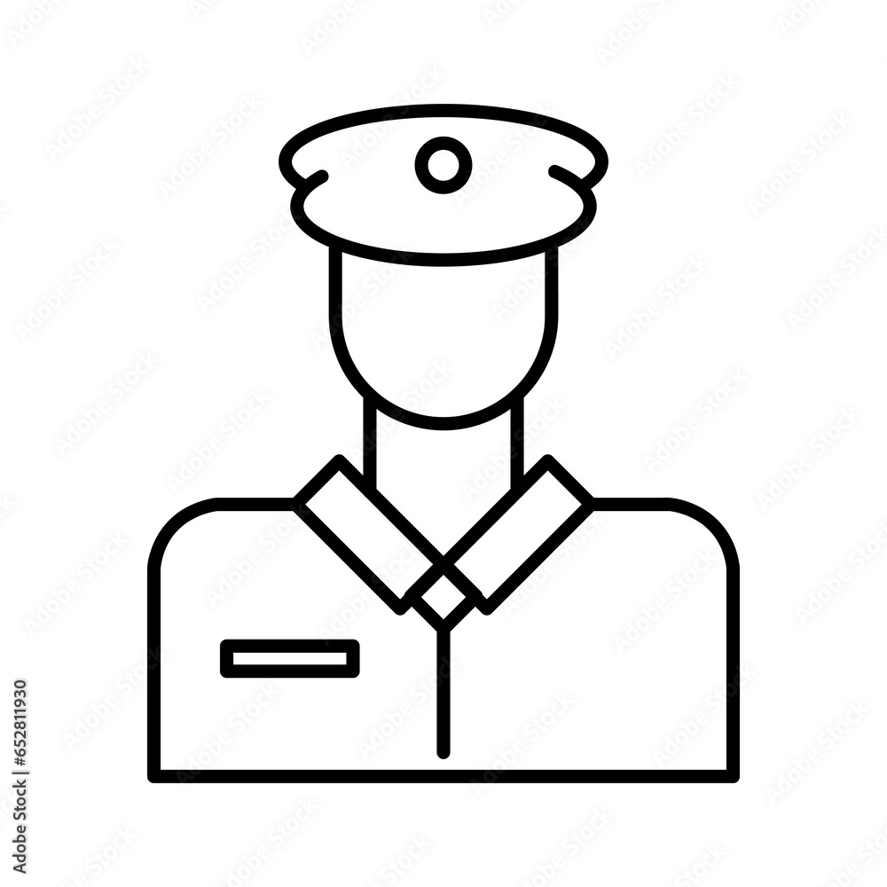 Policeman avatar line icon. Police officer cop outline vector icon. linear style illustration on white bakground..eps