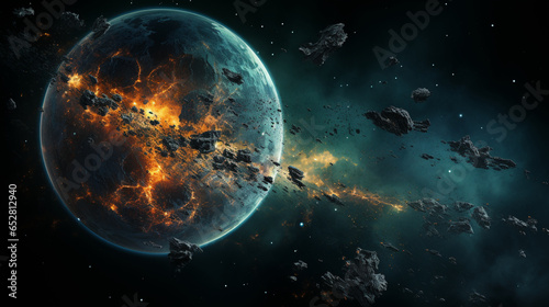 planet destroy galaxy sky, Generative Ai