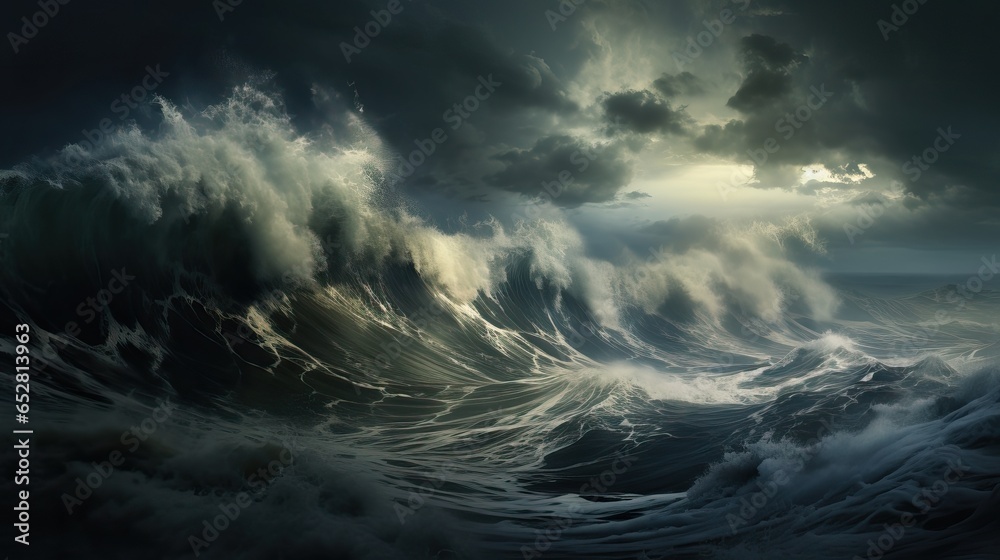 Storm in the Ocean. Huge Waves an Strikes & Lightnings. Storm in the Ocean. Huge Waves an Strikes & Lightnings.