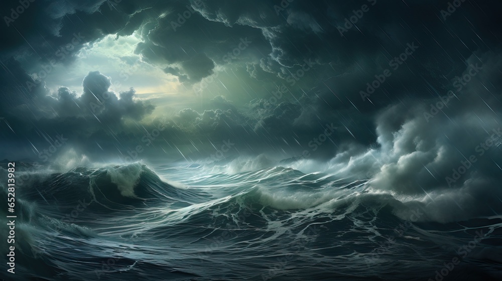 Storm in the Ocean. Huge Waves an Strikes & Lightnings. Storm in the Ocean. Huge Waves an Strikes & Lightnings.