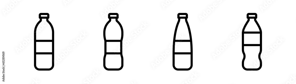 Bottle icon in line. Plastic bottle icon. Mineral water can. Line bottle icons set. Stock vector illustration Bottle icon in line. Plastic bottle icon. Mineral water can. Line bottle icons set. Stock vector illustration