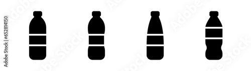 Bottle icon in glyph. Plastic bottle icon. Mineral water can. Black bottle icons set. Stock vector illustration