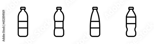 Bottle icon in line. Plastic bottle icon. Mineral water can. Line bottle icons set. Stock vector illustration