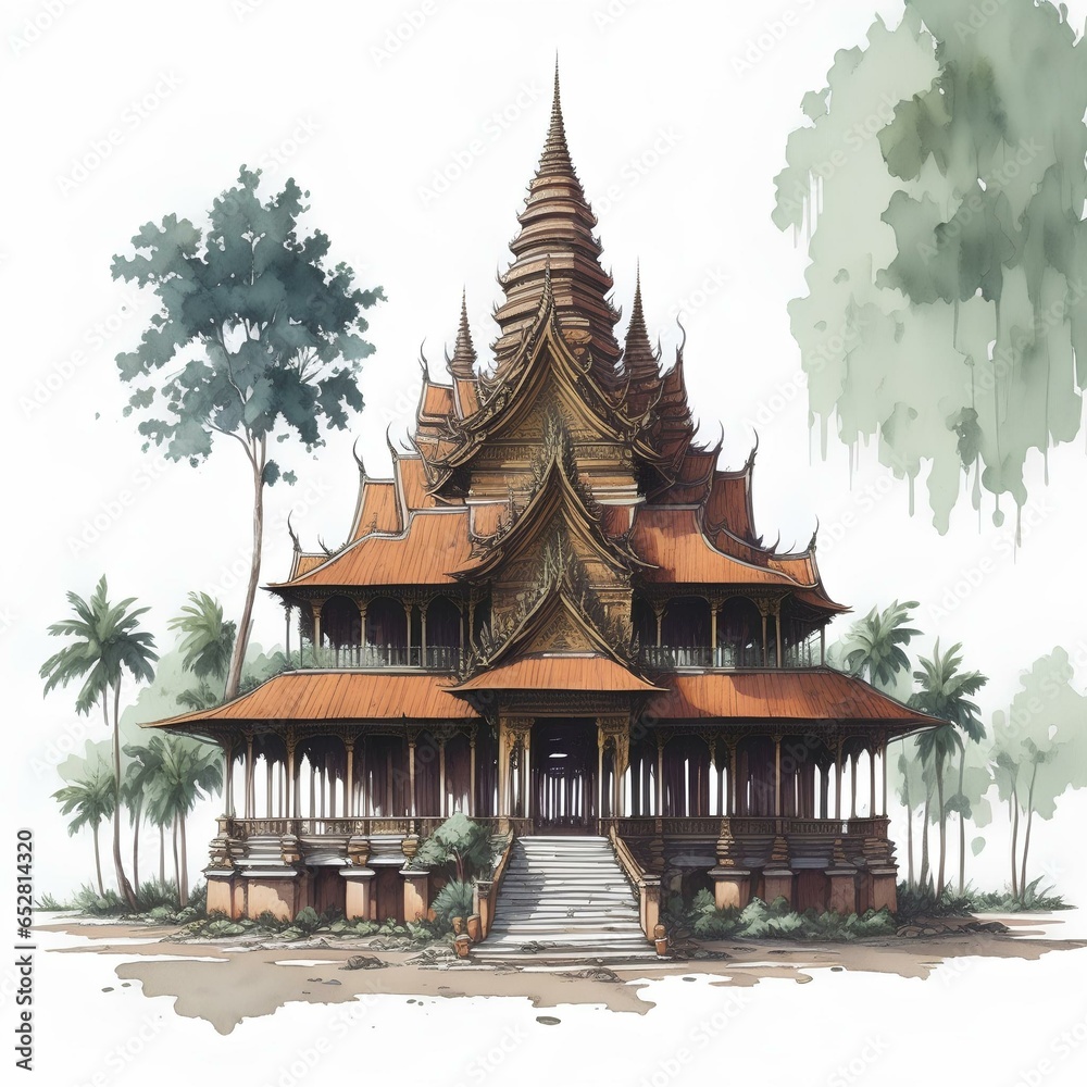 Thailand architecture4 line icon