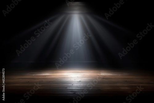 Center dark stage brilliance. Captivating theatrical performance. Spotlight serenity. Empty stage awaiting show. Magic of theater. Vintage opera house interior