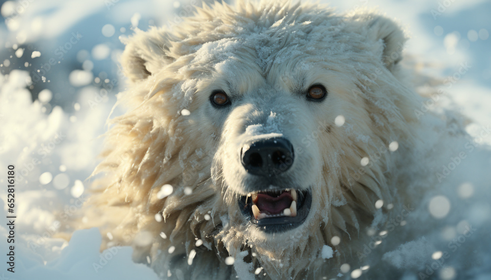 Winter snow, nature cold, wet portrait of a cute dog generated by AI Winter snow, nature cold, wet portrait of a cute dog generated by AI