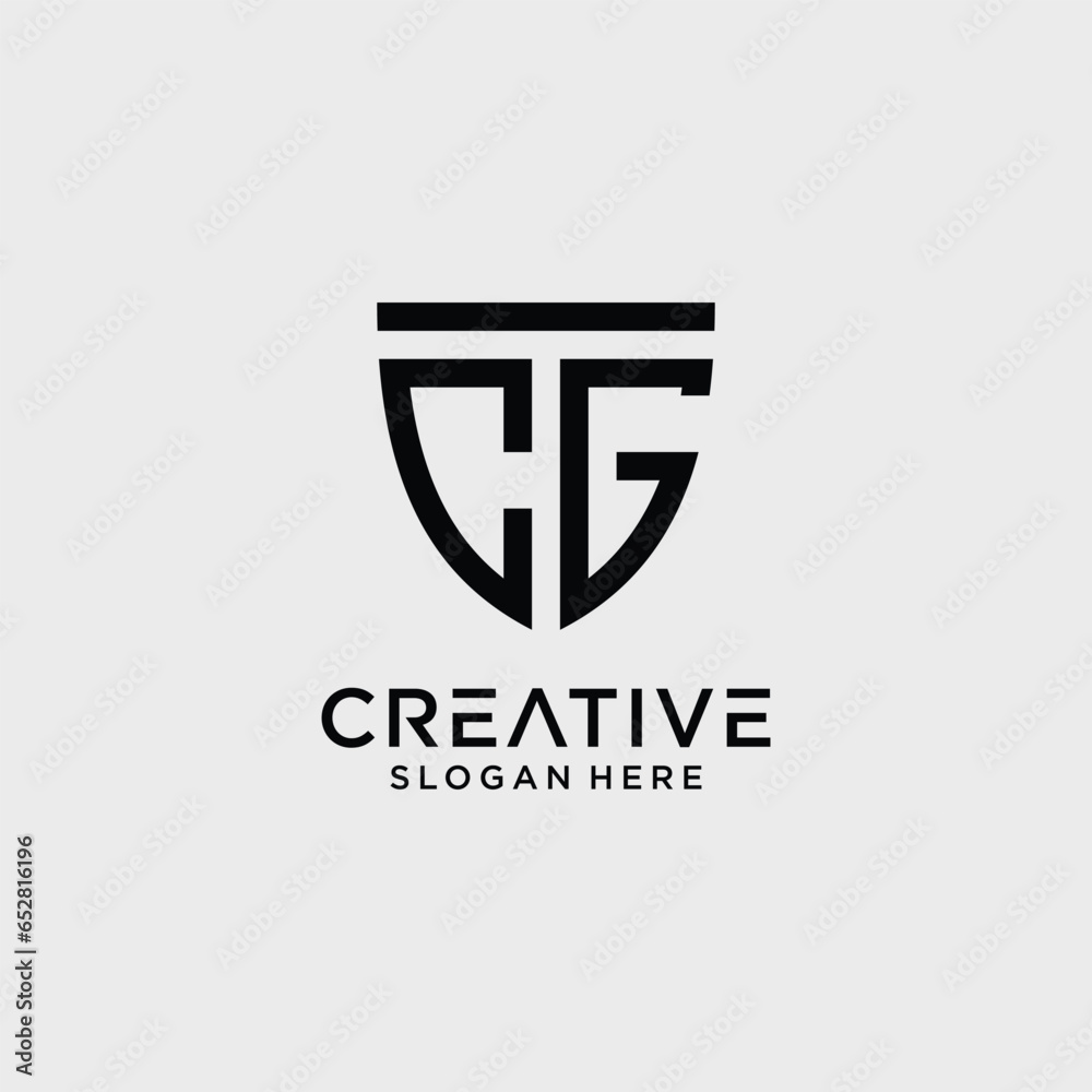 Creative style cg letter logo design template with shield shape icon Creative style cg letter logo design template with shield shape icon