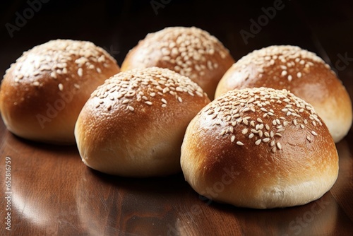 Kaiser Rolls on table - Delicious Whole Grain Bun with Crusty White Wheat Dough