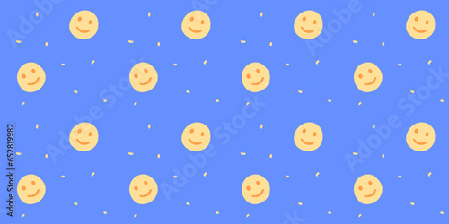 Smile pattern, seamless background with happy yellow faces © Anna Kutukova