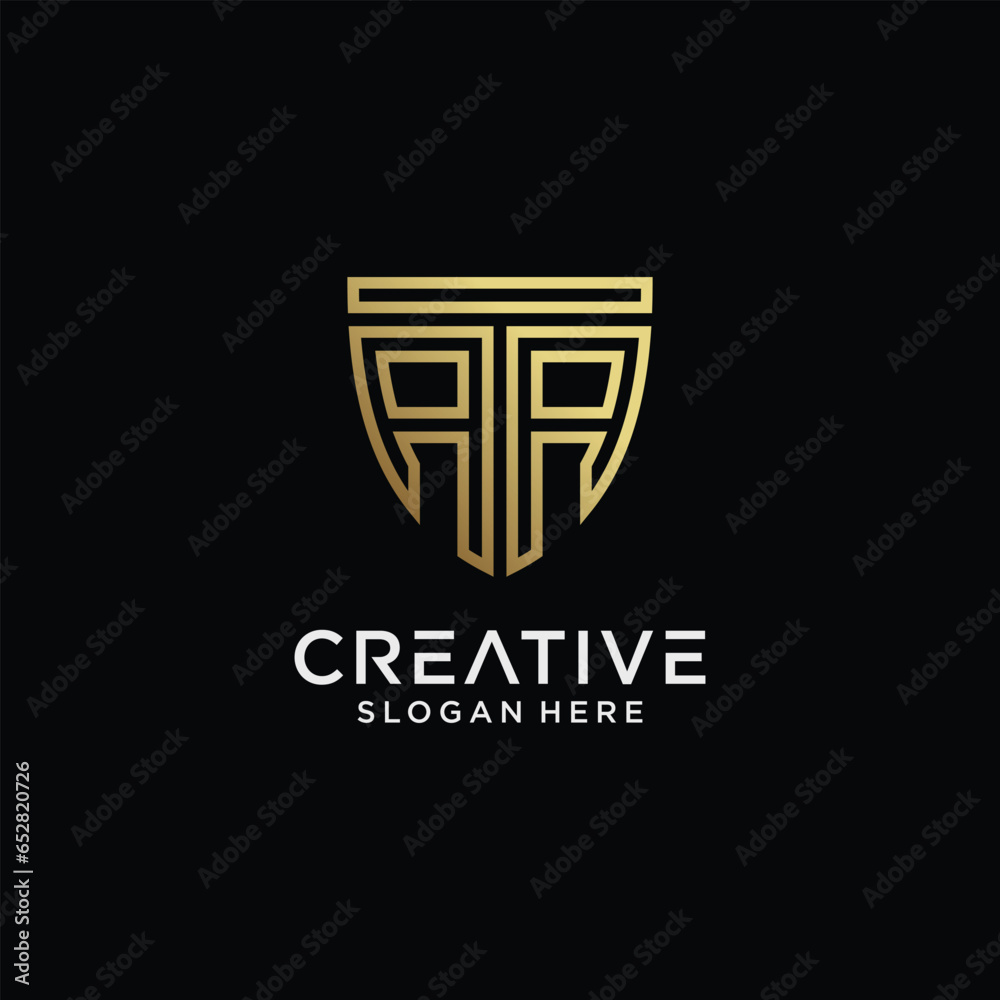 Obraz premium Creative style aa letter logo design template with shield shape icon