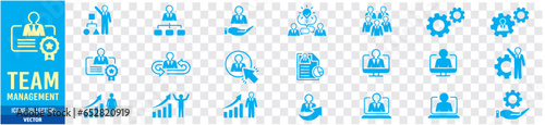 Management Group Team Startup Business people Algorithm Strategy icon set Vector
