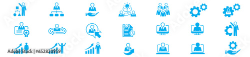 Management Group Team Startup Business people Algorithm Strategy icon set Vector