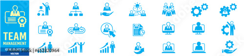 Management Group Team Startup Business people Algorithm Strategy icon set Vector