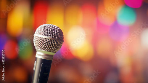 Close-up microphone on a blurred background