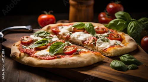 Pizza Margherita Handmade with some Tomato, Mozzarella Cheese and Basil.