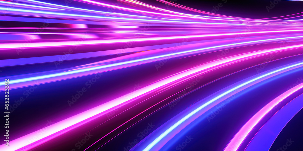 Mesmerizing display of intertwining neon lines in blue and purple.