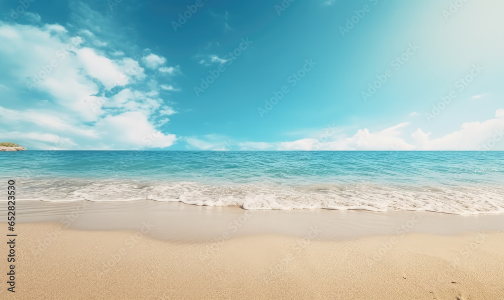 Tranquil beach scene with golden sunlight.