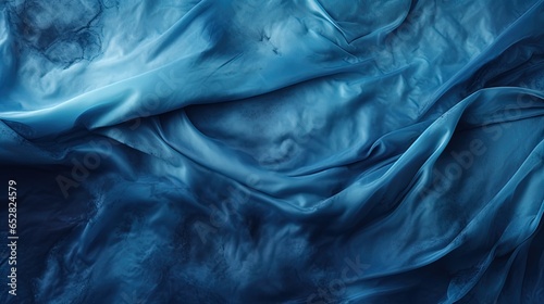 Dark blue soft crumpled fabric textured background