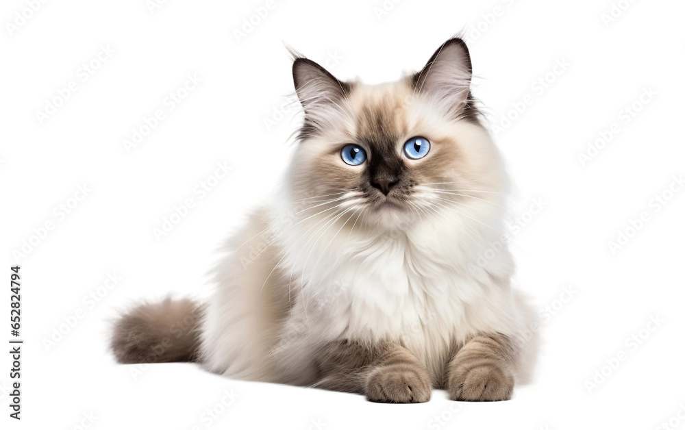 Birman Cat Isolated on Transparent Background PNG. Generative AI