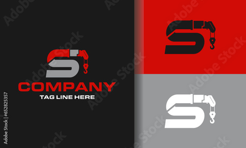 letter S Crane Lifting construction logo