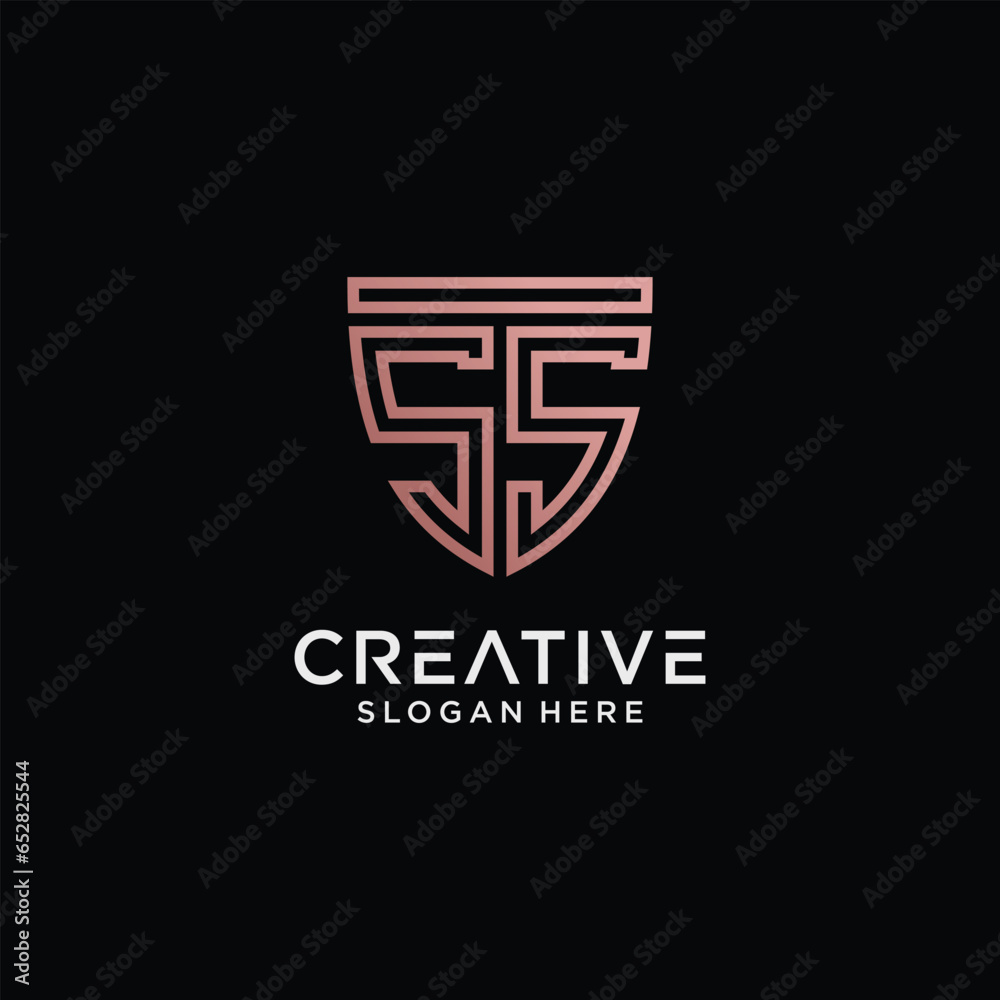 Obraz premium Creative style ss letter logo design template with shield shape icon