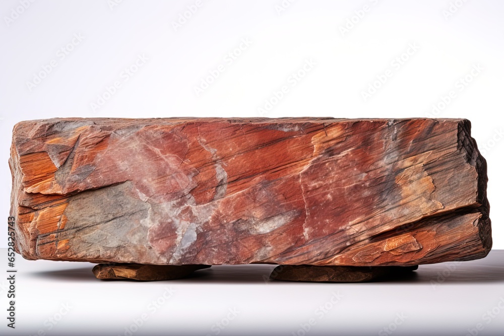 Fototapeta premium Big piece of a old stone podium isolated on white