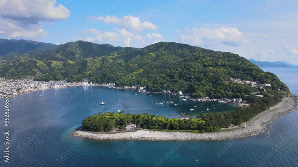 日本の風景、沼津、戸田港の空撮映像 日本の風景、沼津、戸田港の空撮映像