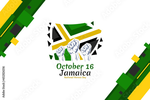 October 16, National heroes day of Jamaica. Public holidays in Jamaica vector illustration.  Suitable for greeting card, poster and banner. 