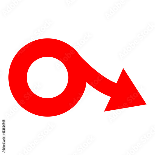 Bad sex, soft penis. Erectile dysfunction, prostatitis. Male mars symbol. Impotence, flaccid soft penis. Infertility, pills for potency. Stock vector illustration isolated on white background.