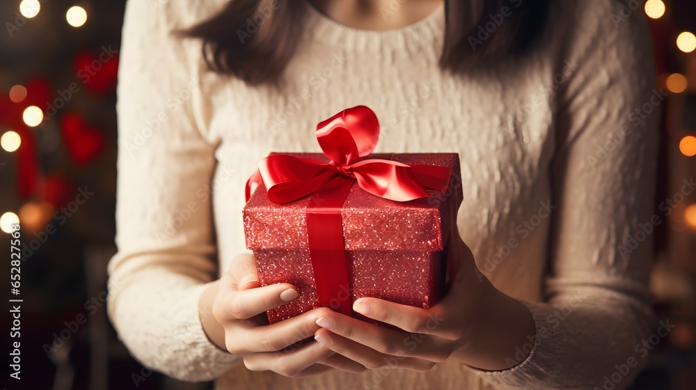 woman with gift woman with gift
