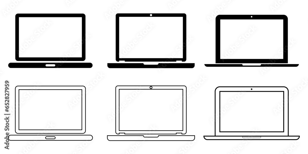 Collection of Desktop computer , laptop icon. Device flat and line icons set. Collection of Desktop computer , laptop icon. Device flat and line icons set.