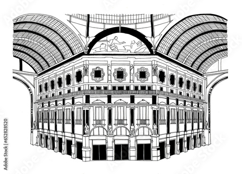Tableau sur toile Galleria Vittorio Emanuele II Drawing Line Art