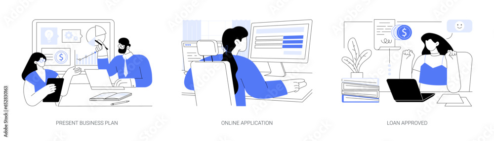 Small business loan isolated cartoon vector illustrations se