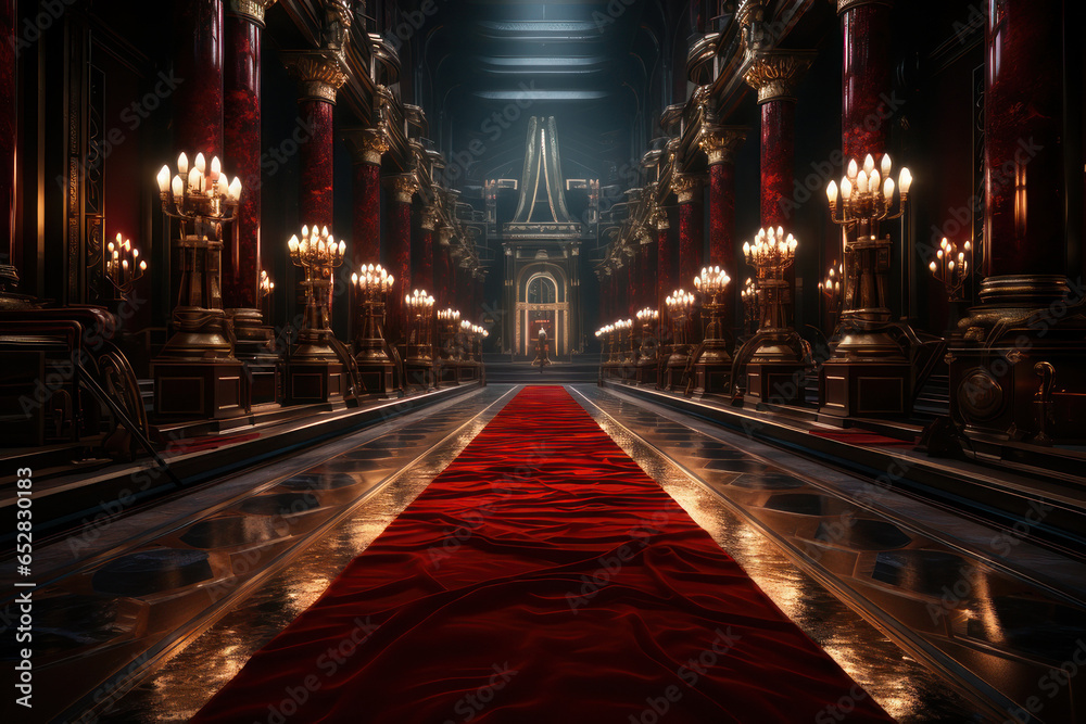 Red carpet at the palace. AI generative.