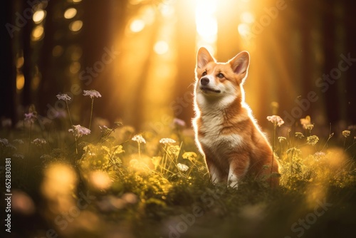 Close-up of cute dog with beautiful bokeh background