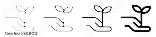 Pictogramme icone et symbole plant et main plantation