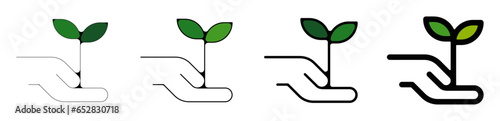 Pictogramme icone et symbole plant et main plantation
