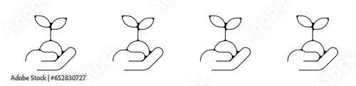 Pictogramme icone et symbole plant et main plantation