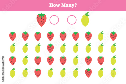 Photography How many fruit are there? Educational math game for kids