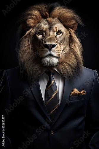 Lion wearing business suit. Ai Generative © ArtmediaworX