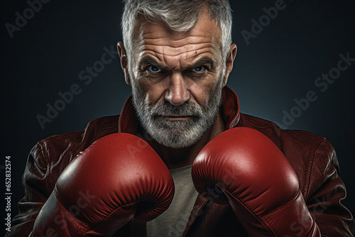 Generative AI photo of confident professional boxer on a boxing ring © Tetiana