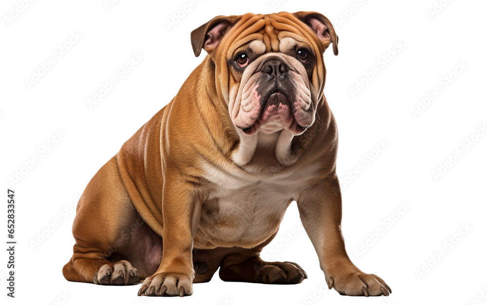 Bull Dog in Sitting Mode Isolated on Transparent Background PNG. Generative AI