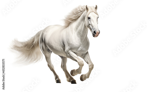 Camargue Horse in Action Isolated on Transparent Background PNG. Generative AI