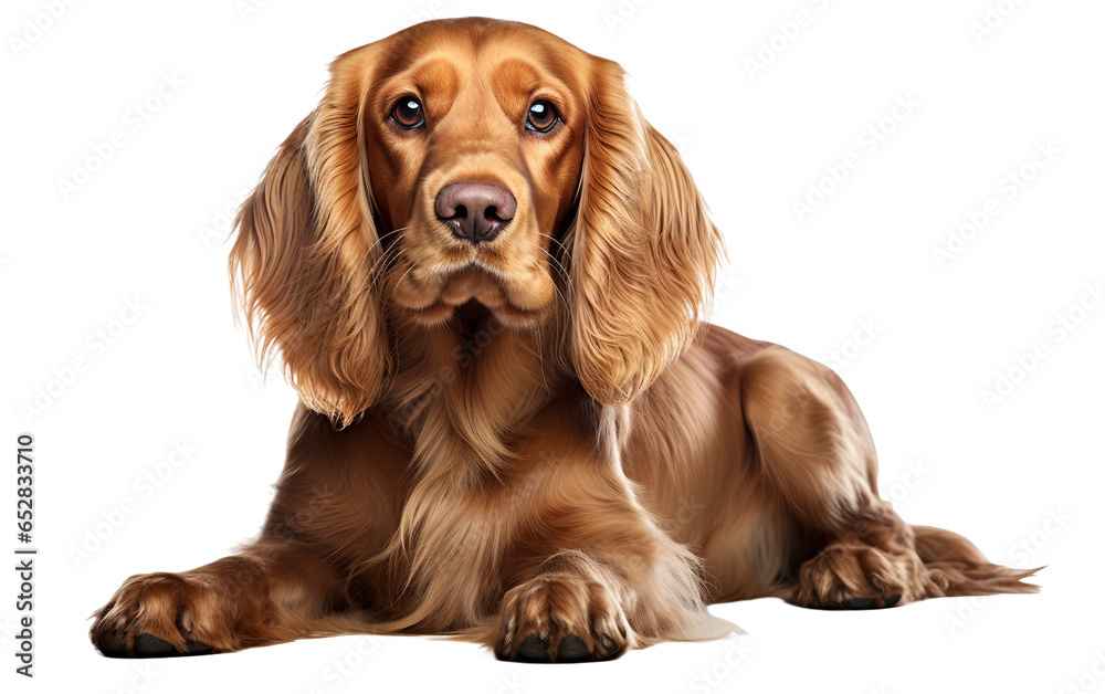Cocker Spaniel Dog is Sitting Mode Isolated on Transparent Background PNG. Generative AI