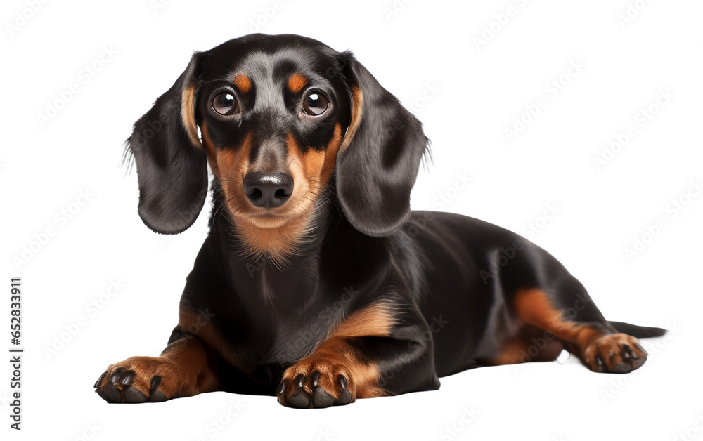 Dachshund Dog in Sitting Mode Isolated on Transparent Background PNG. Generative AI
