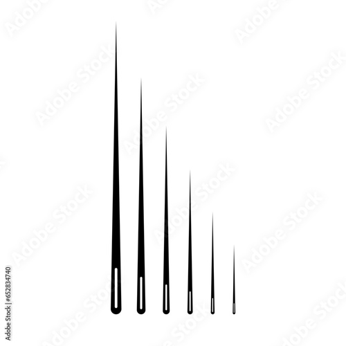 Vector illustration of needles arranged from large to small