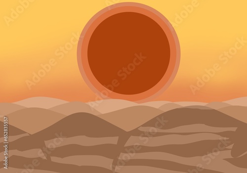 Desert mountains, hot weather with strong sunlight