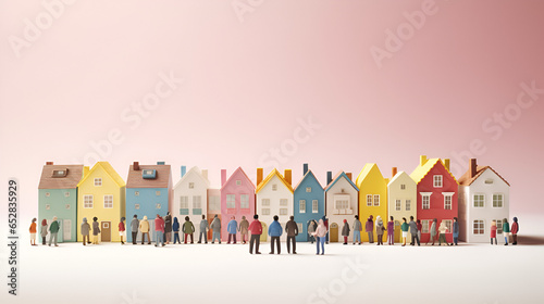 Zusammenhalt von Menschen in kleiner Stadt, Diversität veranschaulicht photo