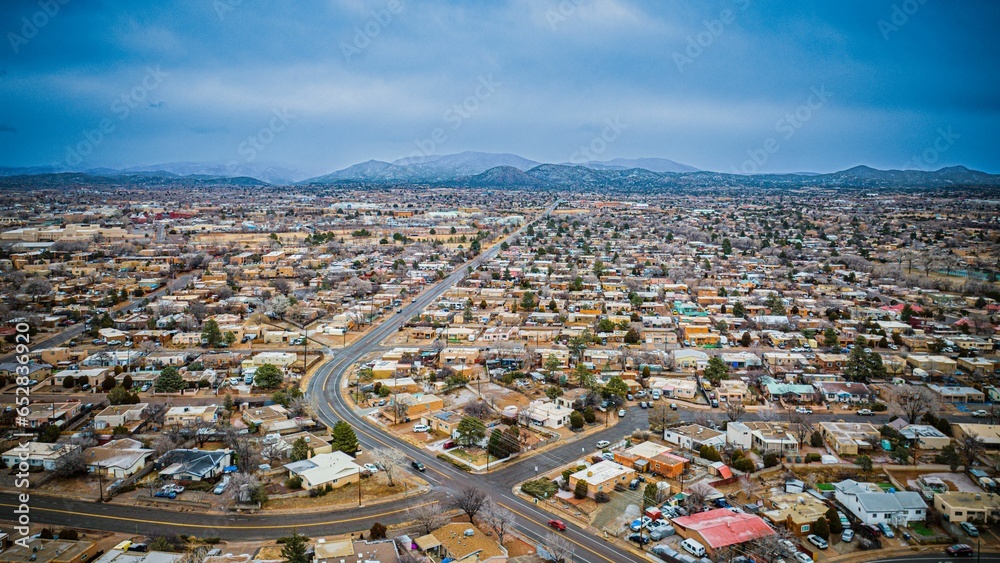 Fototapeta premium Aerial view of the skyline of Santa Fe in New Mexico